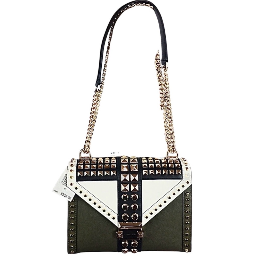 Michael Kors Studded Black and White Crossbody Bag